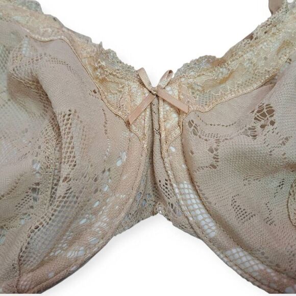 Cacique Women's Plus Size Full Coverage Floral Lace Bra Tan size 40C - Picture 2 of 6